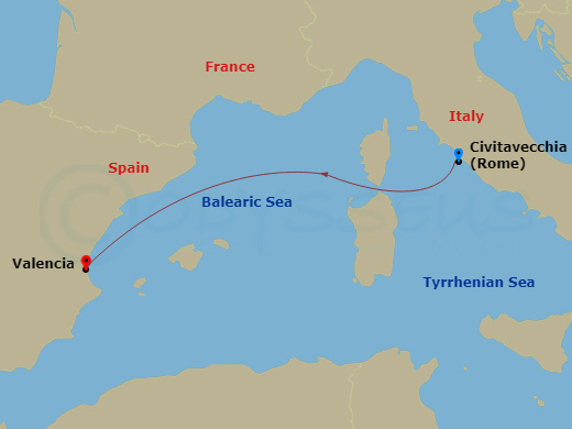 Mediterranean, 2 Nights Route Map
