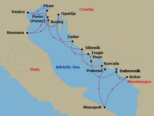 Star Collector: Adriatic Odyssey Route Map