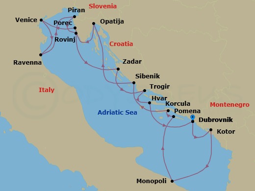 Star Collector: Adriatic Odyssey Route Map