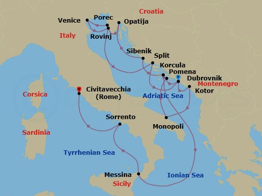Star Collector: Vintage Croatia & Timeless Italy Route Map