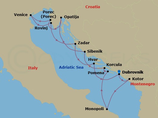 Iconic & Hidden Croatia Route Map