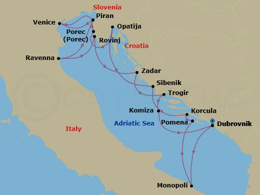 Star Collector: Adriatic Odyssey Route Map