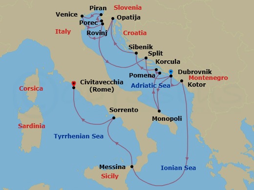 Star Collector: Vintage Croatia & Timeless Italy Route Map