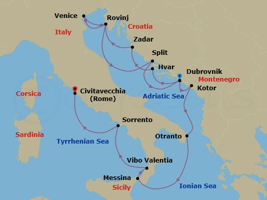 Star Collector: The Arc Of The Adriatic Coast Route Map