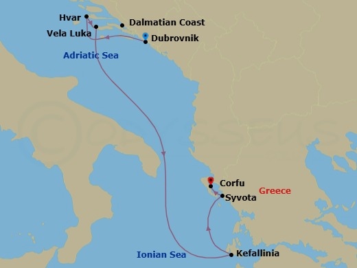 The Adriatic Featuring Croatia & Greece Route Map