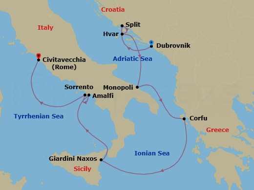 From Croatia To The Amalfi Coast Via Sicily Route Map