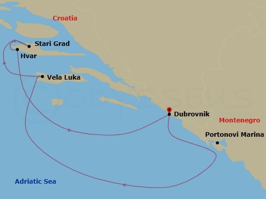 The Adriatic Featuring Croatia Route Map