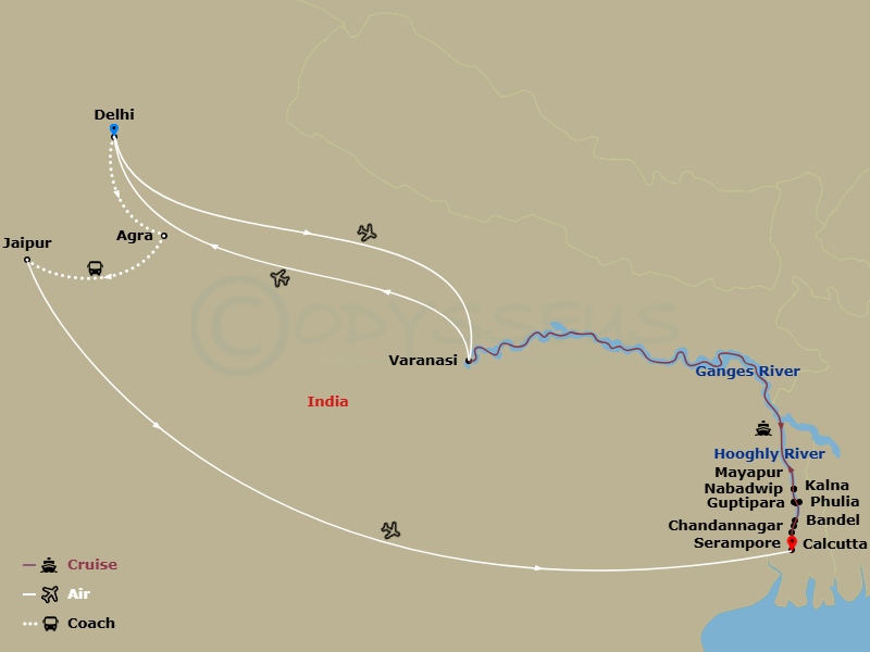 Heritage Of India & The Ganges River With Varanasi Route Map