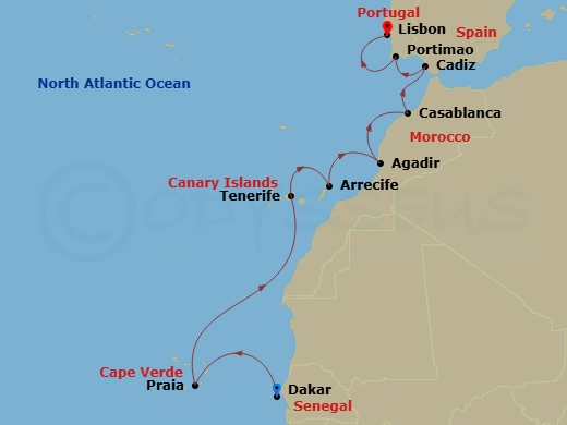 Dakar To Lisbon Route Map