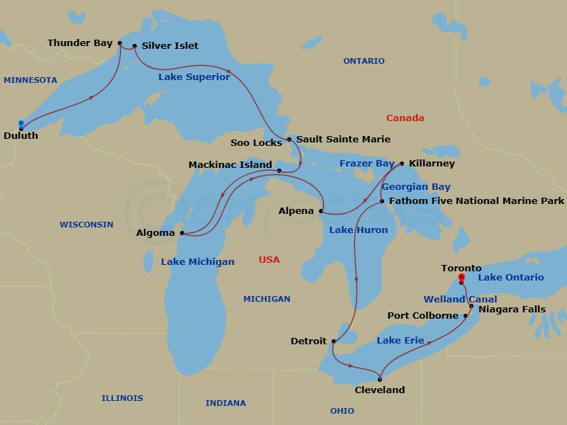 Great Lakes Collection Route Map