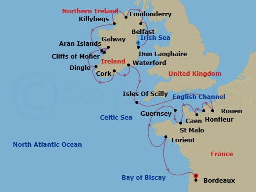 Star Collector: Irish Stout To Bordeaux Wine: A Tour Of Ireland And France Route Map