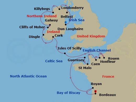 Star Collector: Irish Stout To Bordeaux Wine: A Tour Of Ireland And France Route Map