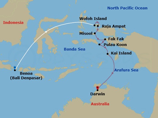 West Papua & Raja Ampat Adventure Route Map