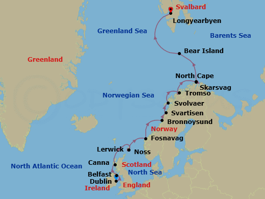 Dublin To Longyearbyen Route Map