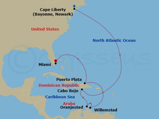 10 Night Southern Caribbean Cruise Route Map