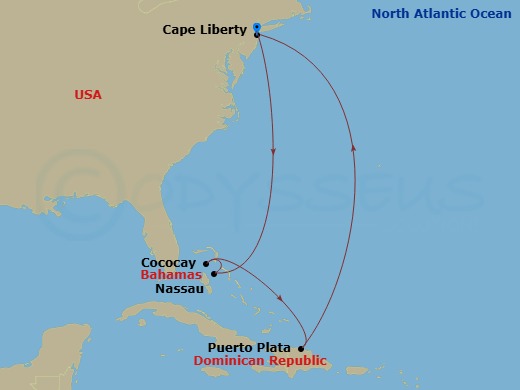 9 Night Perfect Day Cococay & East Carib Route Map