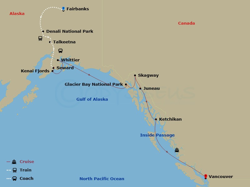 Nature's Best: Alaska With Alaska Cruise Route Map