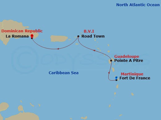 South Caribbean, 3 Nights Route Map