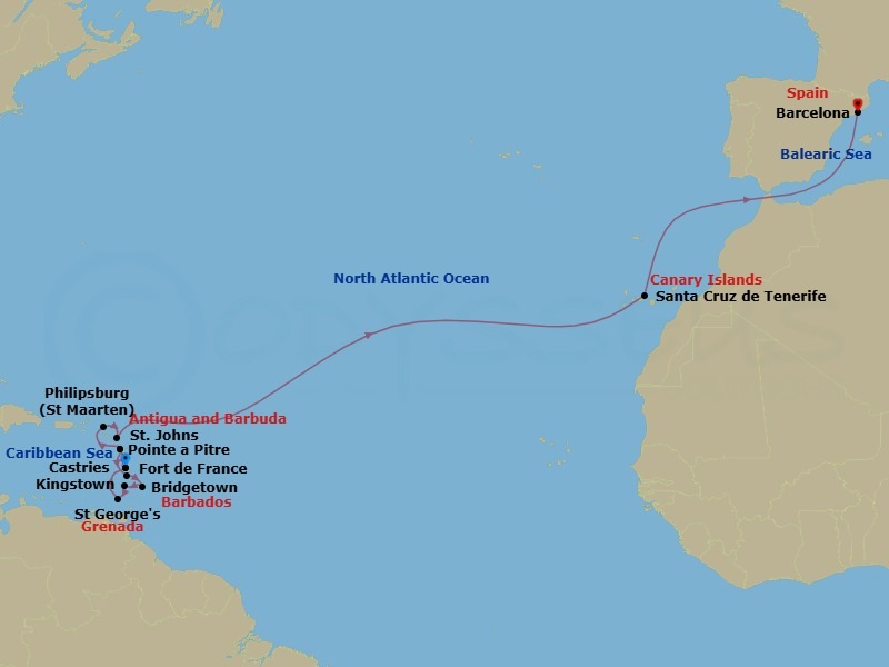 MSC Grand Voyages, 20 Nights Route Map