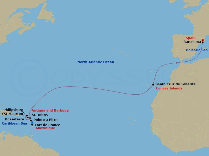 MSC Grand Voyages, 14 Nights Route Map