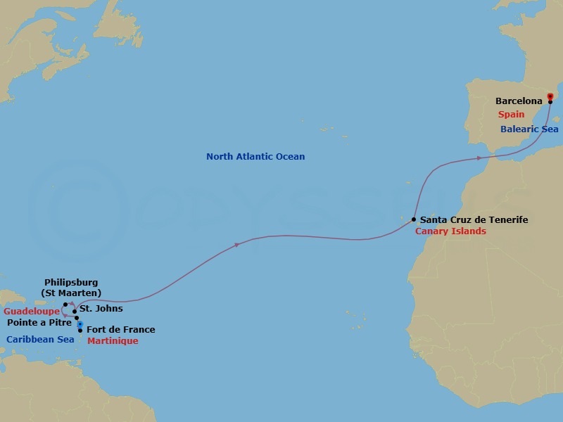 MSC Grand Voyages, 13 Nights Route Map