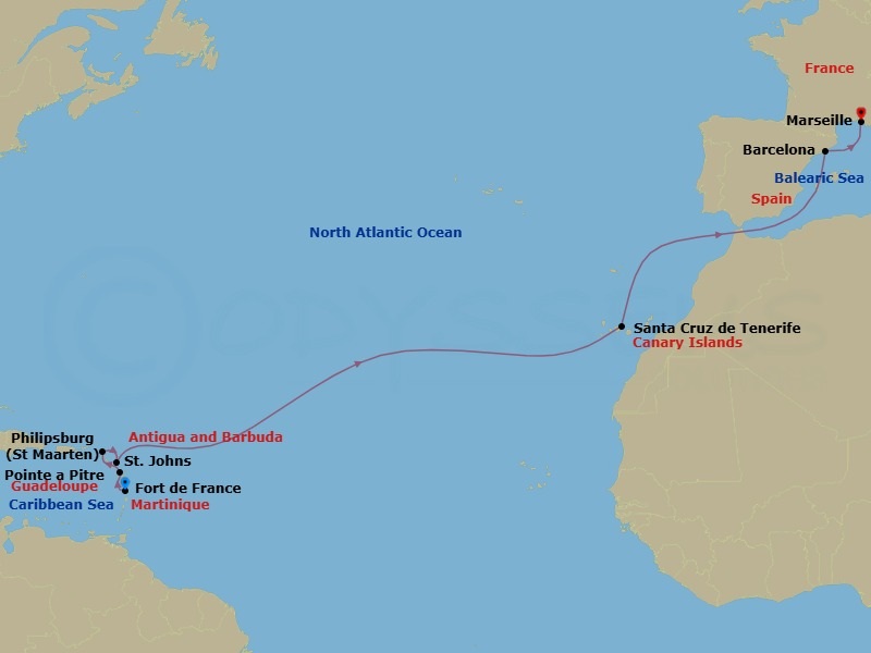 MSC Grand Voyages, 14 Nights Route Map