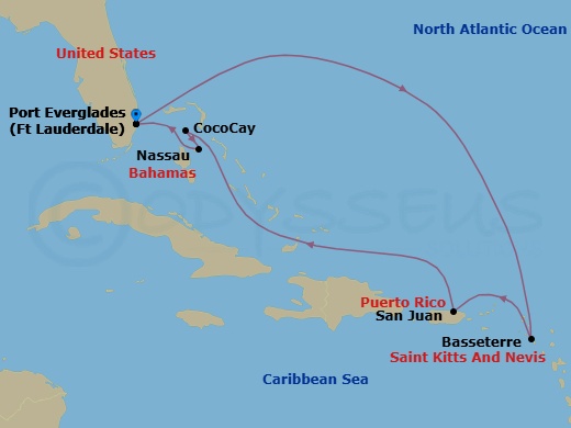 8 Night Perfect Day Cococay & East Carib Route Map