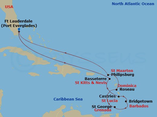 11 Night Ultimate Southern Caribbean Route Map