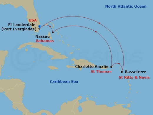 7 Night Eastern Caribbean Cruise Route Map