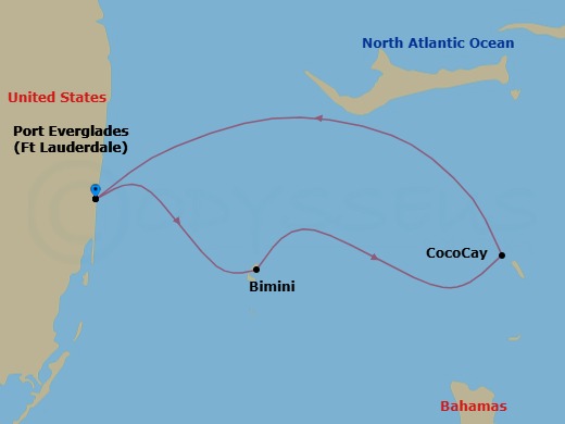 3 Night Perfect Day Cococay & Bahamas Route Map