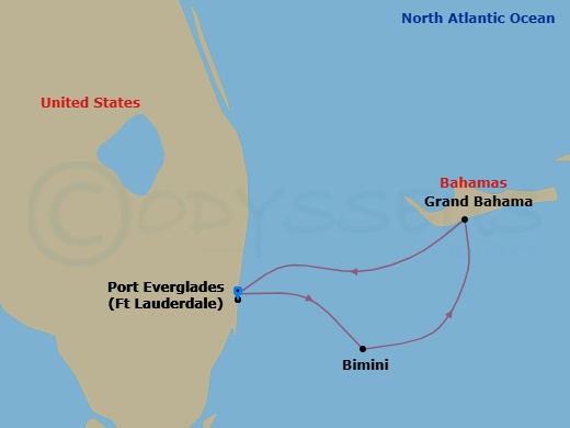 4 Night Bahamas Getaway Cruise Route Map