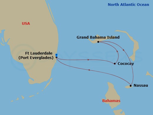 4 Night Bahamas & Perfect Day Cruise Route Map
