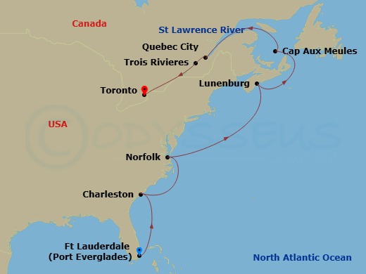 Canada & East Coast Explorer Route Map