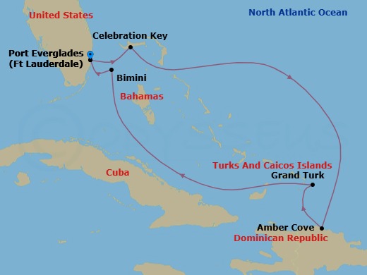 Eastern Caribbean With Celebration Key Route Map