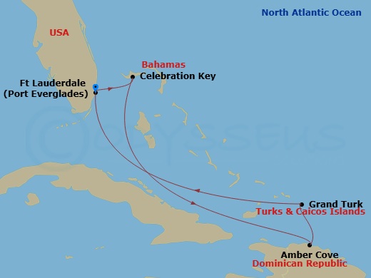 Eastern Caribbean With Celebration Key Route Map