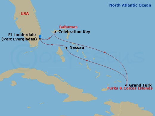 Eastern Caribbean With Celebration Key Holiday Route Map