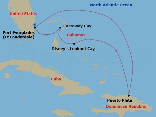 6-Night Eastern Caribbean Cruise From Fort Lauderdale Route Map