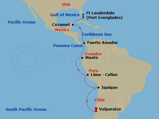 Panama & Scenic South America Route Map