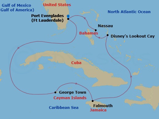 7-Night Western Caribbean Cruise From Fort Lauderdale Route Map