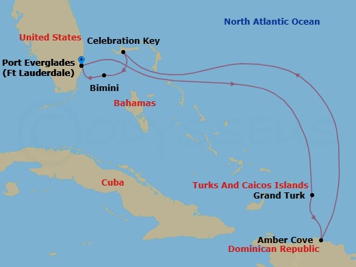 Eastern Caribbean With Celebration Key Route Map