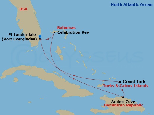 Eastern Caribbean With Celebration Key Route Map