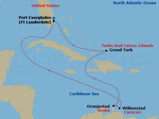 8 Night Southern Caribbean Cruise Route Map