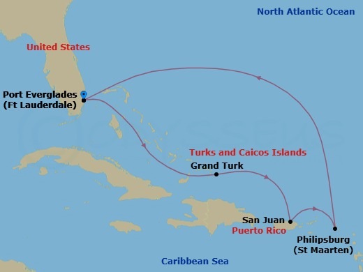 Eastern Caribbean With Puerto Rico Route Map