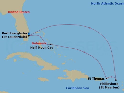 Eastern Caribbean With St. Thomas Route Map