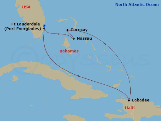 6 Night Perfect Day Cococay & East Carib Route Map