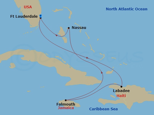 6 Night Western Caribbean Cruise Route Map