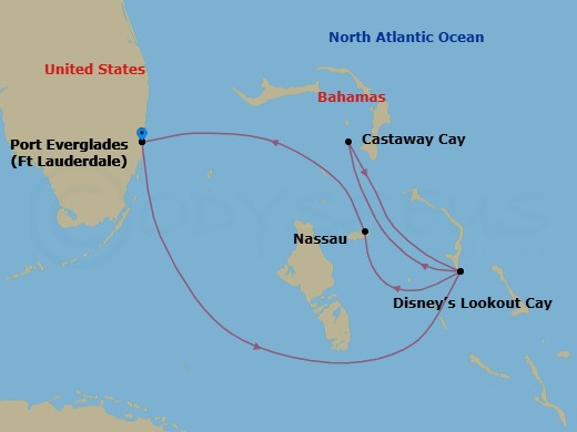 6-Night Bahamian Cruise From Fort Lauderdale Route Map