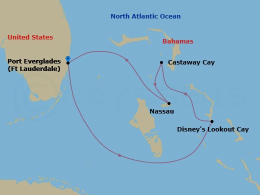 5-Night Very Merrytime Bahamian Cruise From Fort Lauderdale Route Map