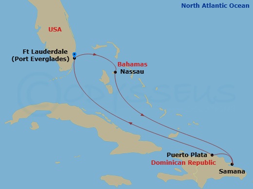 6 Night Eastern Caribbean Cruise Route Map