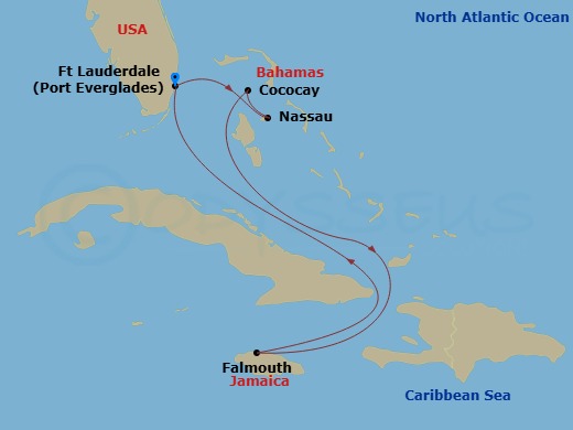 7 Nights Western Carib & Perfect Day Holiday Route Map